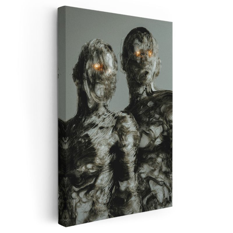 Karanlık Varlıklar - Işıldayan Gözleriyle Beliren Figürler Kanvas Tablo
