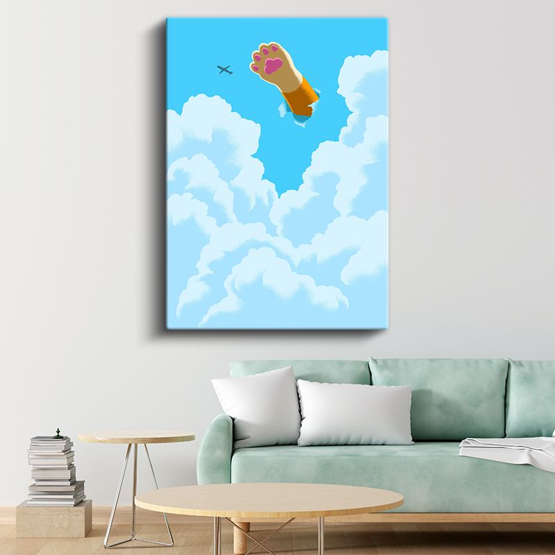 Gökyüzü Patisi - Bulutlar Arasında Süzülen Kedi İzi Kanvas Tablo