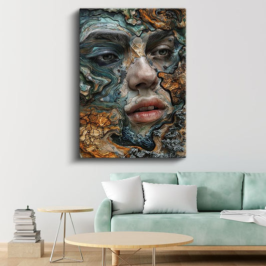 Doğanın Yüzü - Elementlerle Bütünleşen Portre Kanvas Tablo