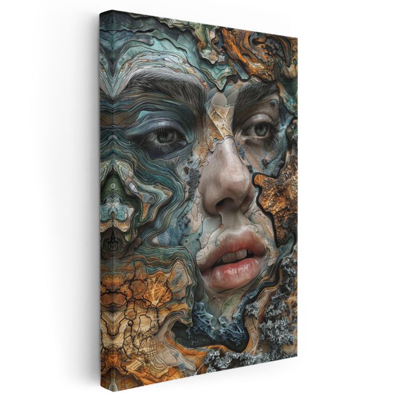 Doğanın Yüzü - Elementlerle Bütünleşen Portre Kanvas Tablo