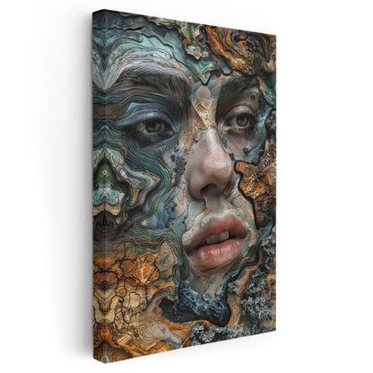 Doğanın Yüzü - Elementlerle Bütünleşen Portre Kanvas Tablo