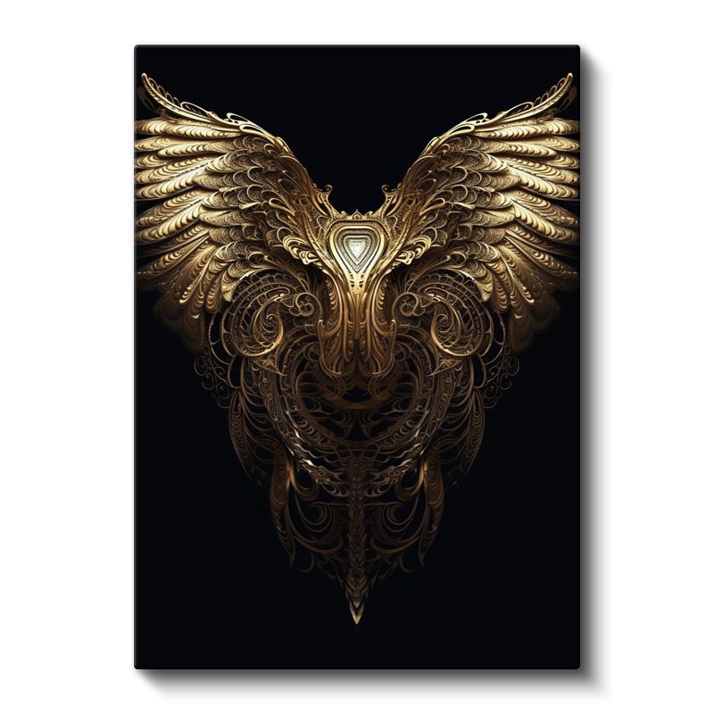Altın Kanatlar - Karanlıkta Parlayan Detaylı İşçilik Kanvas Tablo