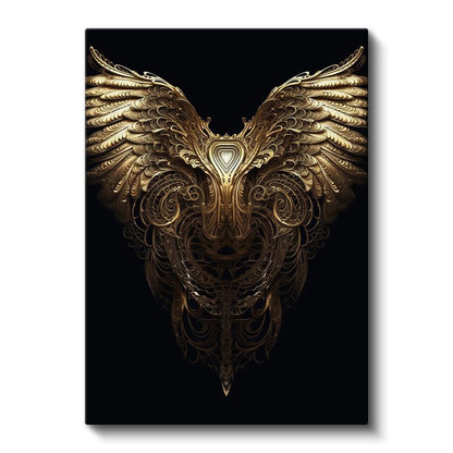 Altın Kanatlar - Karanlıkta Parlayan Detaylı İşçilik Kanvas Tablo