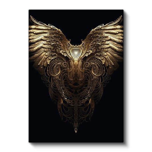 Altın Kanatlar - Karanlıkta Parlayan Detaylı İşçilik Kanvas Tablo