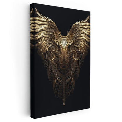 Altın Kanatlar - Karanlıkta Parlayan Detaylı İşçilik Kanvas Tablo