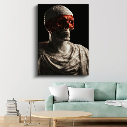 Kızıl Gözlü Büst - Mermer Dokulu Klasik Heykel Kanvas Tablo