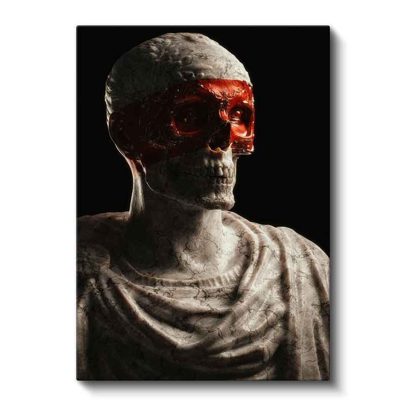 Kızıl Gözlü Büst - Mermer Dokulu Klasik Heykel Kanvas Tablo