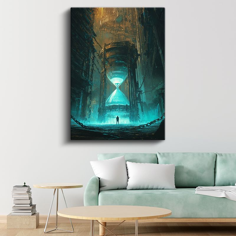 Zamanın Kalesi - Devasa Kum Saati Karşısında Küçülen İnsan Kanvas Tablo