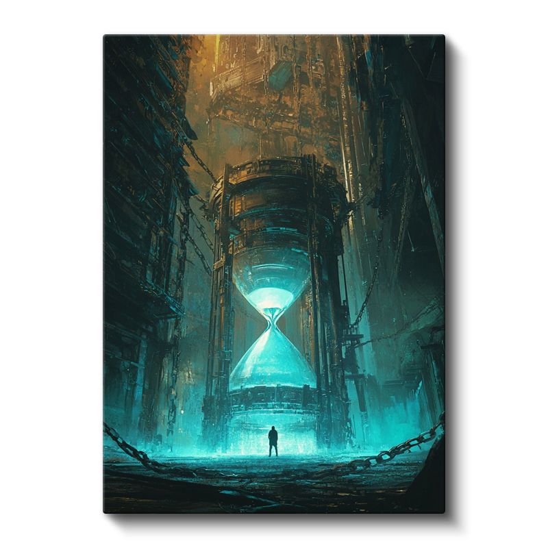 Zamanın Kalesi - Devasa Kum Saati Karşısında Küçülen İnsan Kanvas Tablo