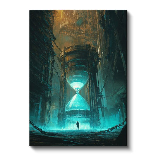 Zamanın Kalesi - Devasa Kum Saati Karşısında Küçülen İnsan Kanvas Tablo