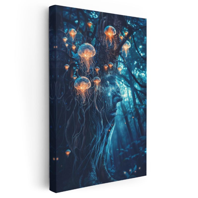 Zihin Denizanası - Düşüncelerin Işıklı Dansı Kanvas Tablo