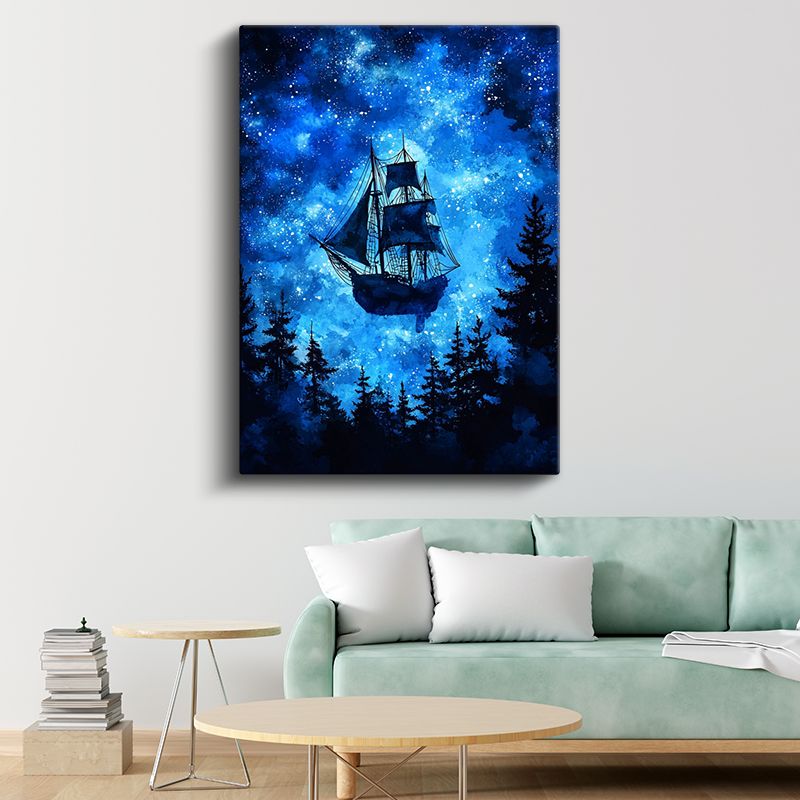 Yıldız Gemisi - Gökyüzünün Derinliklerinde Süzülen Yelkenli Kanvas Tablo