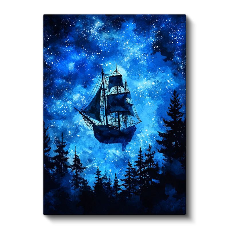 Yıldız Gemisi - Gökyüzünün Derinliklerinde Süzülen Yelkenli Kanvas Tablo