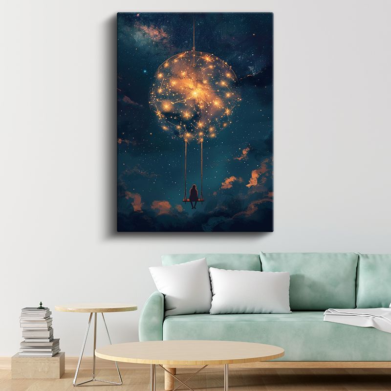 Kozmik Salıncak - Yıldızların Arasında Asılı Kalan Düşler Kanvas Tablo