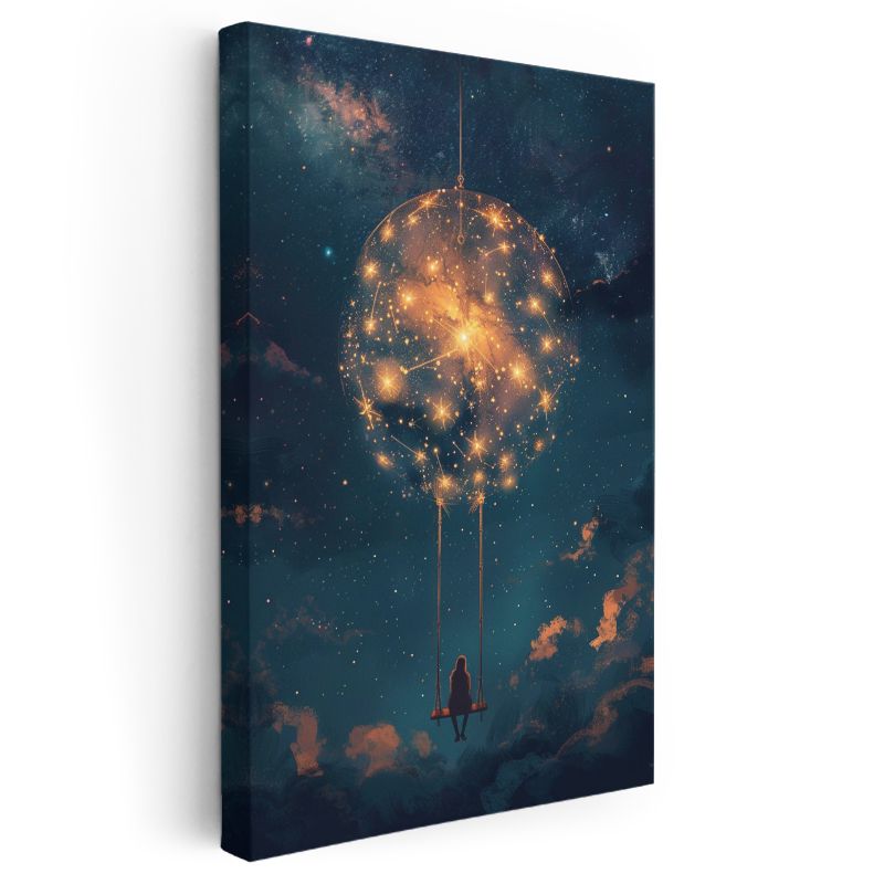 Kozmik Salıncak - Yıldızların Arasında Asılı Kalan Düşler Kanvas Tablo