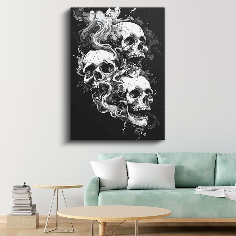 Duman Kafatasları - Ölümün Dansı ve Varoluşun Gölgesi Kanvas Tablo