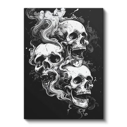 Duman Kafatasları - Ölümün Dansı ve Varoluşun Gölgesi Kanvas Tablo