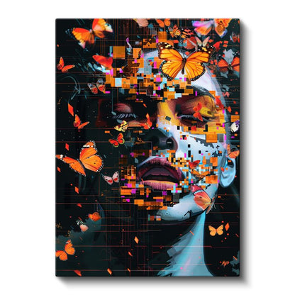 Dijital Metamorfoz - Kelebekler ve Parçalanmış Gerçeklik Kanvas Tablo