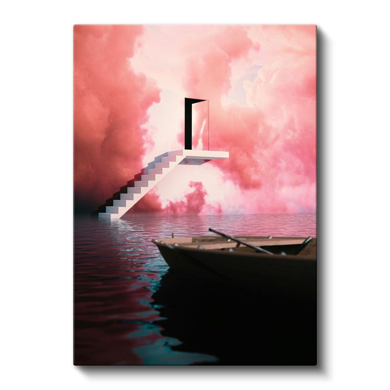 Pembe Gökyüzü Kapısı - Rüyaların Eşiğinde Bekleyen Yolculuk Kanvas Tablo