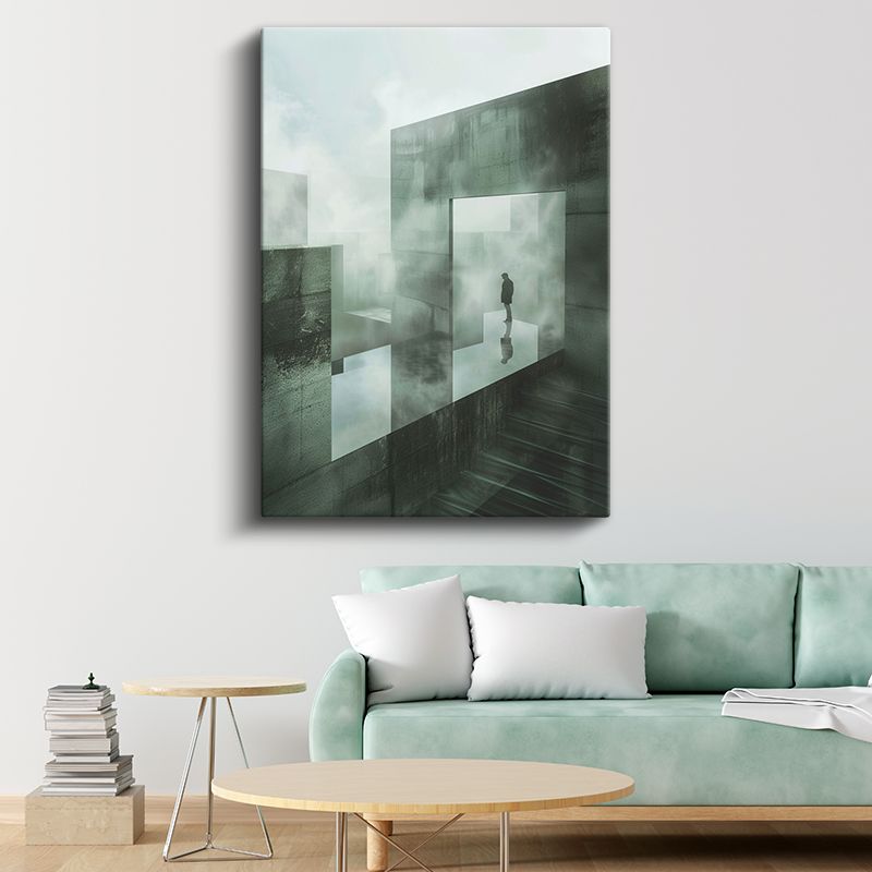 Sisli Boyutlar - Geometrik Labirentte Yalnız Yolcu Kanvas Tablo