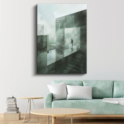 Sisli Boyutlar - Geometrik Labirentte Yalnız Yolcu Kanvas Tablo