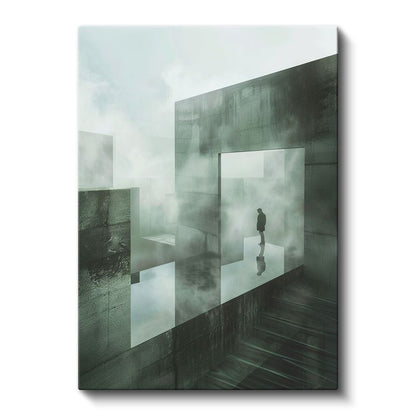 Sisli Boyutlar - Geometrik Labirentte Yalnız Yolcu Kanvas Tablo