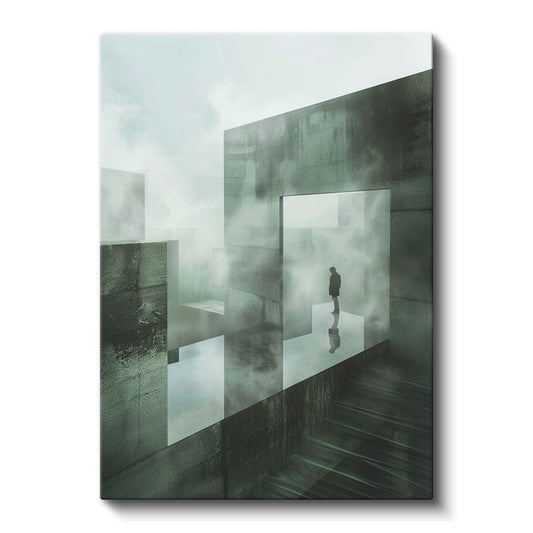 Sisli Boyutlar - Geometrik Labirentte Yalnız Yolcu Kanvas Tablo