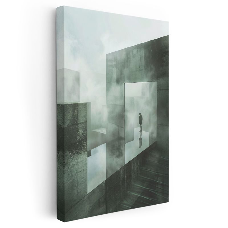 Sisli Boyutlar - Geometrik Labirentte Yalnız Yolcu Kanvas Tablo