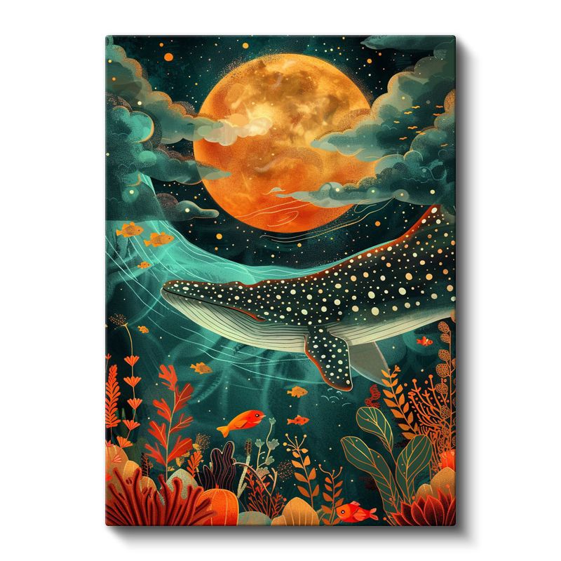 Kozmik Balina - Ay Işığında Dans Eden Deniz Devi Kanvas Tablo