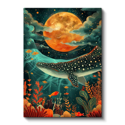 Kozmik Balina - Ay Işığında Dans Eden Deniz Devi Kanvas Tablo