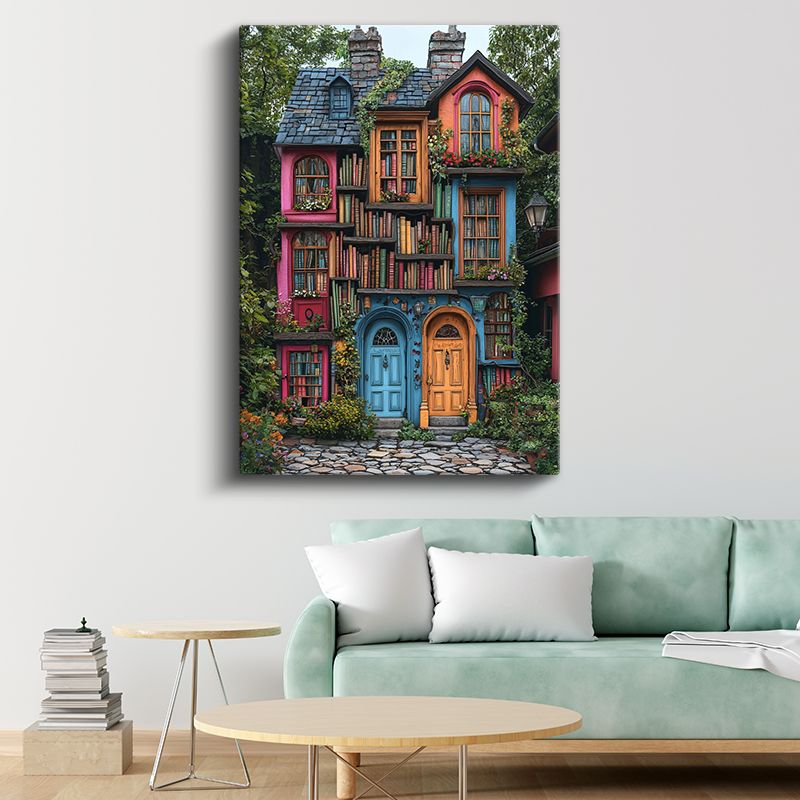 Edebiyat Evi - Kitaplardan Örülmüş Rüya Mekânı Kanvas Tablo