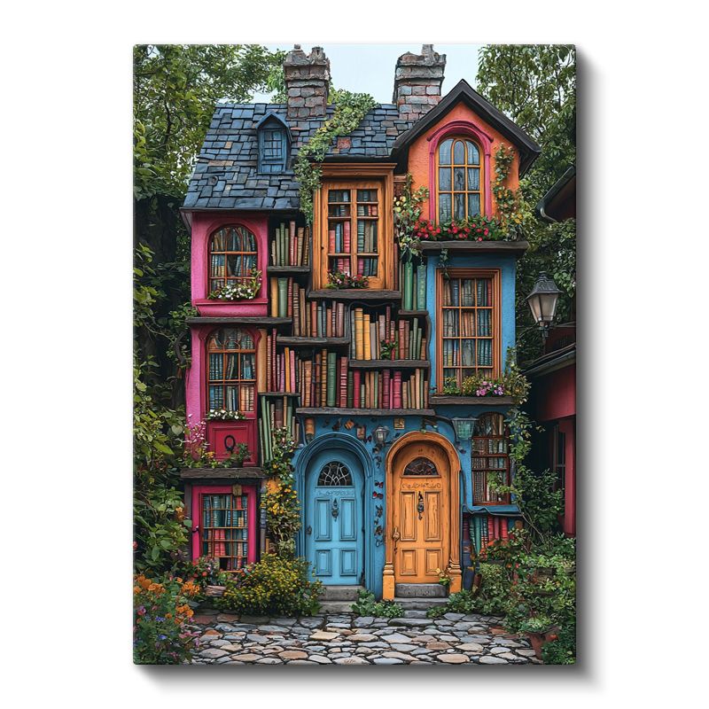 Edebiyat Evi - Kitaplardan Örülmüş Rüya Mekânı Kanvas Tablo