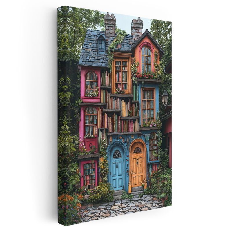 Edebiyat Evi - Kitaplardan Örülmüş Rüya Mekânı Kanvas Tablo