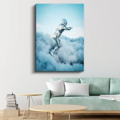 Göksel Yolcu - Bulutlar Üzerinde Süzülen Metalik Varlık Kanvas Tablo