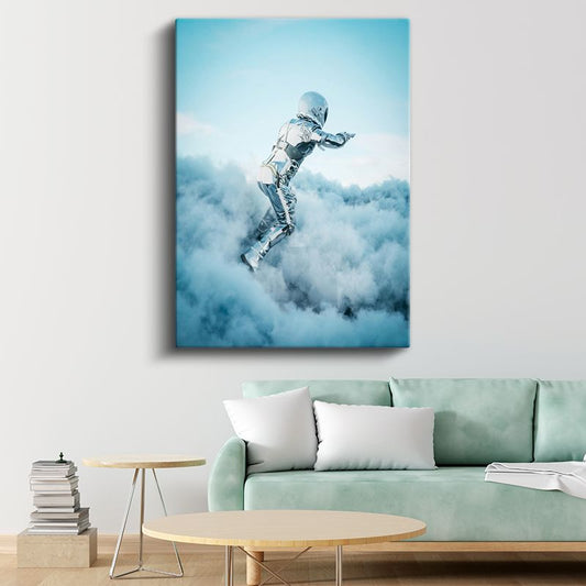 Göksel Yolcu - Bulutlar Üzerinde Süzülen Metalik Varlık Kanvas Tablo