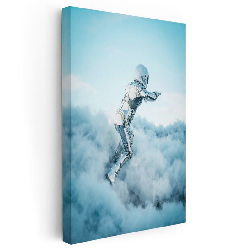 Göksel Yolcu - Bulutlar Üzerinde Süzülen Metalik Varlık Kanvas Tablo