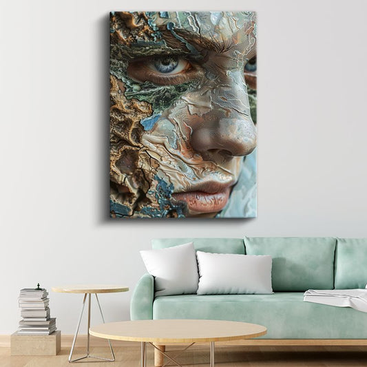 Doğanın Yüzü - Elementlerle Bütünleşen İnsan Kanvas Tablo
