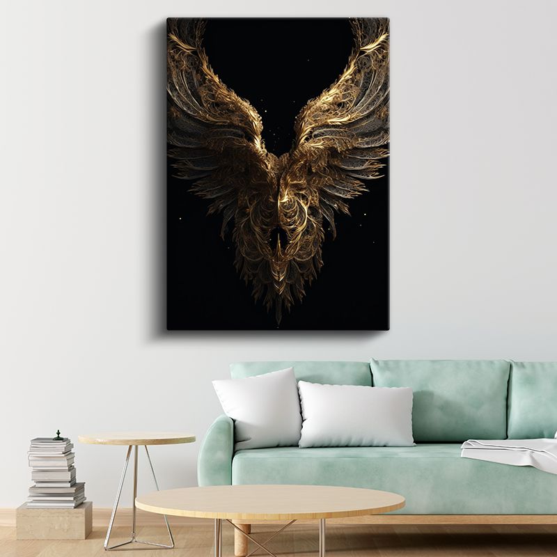 Altın Kanatlar - Karanlıkta Parlayan Ruh Kanvas Tablo