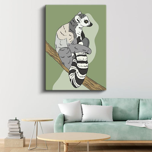 Lemur Portresi - Doğanın Sürreal Yansıması Kanvas Tablo
