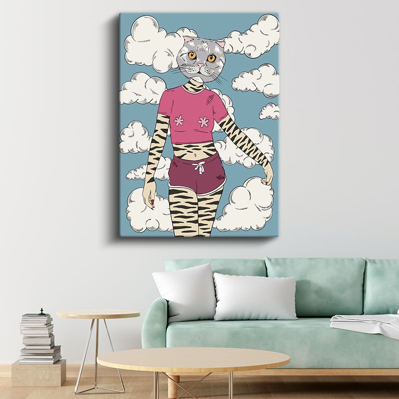 Kedi Metamorfozu - Modern Dünyanın Fantastik Yansıması Kanvas Tablo