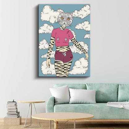 Kedi Metamorfozu - Modern Dünyanın Fantastik Yansıması Kanvas Tablo