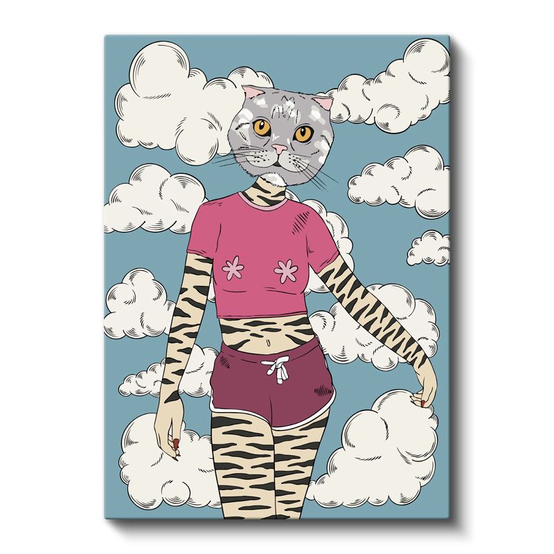 Kedi Metamorfozu - Modern Dünyanın Fantastik Yansıması Kanvas Tablo