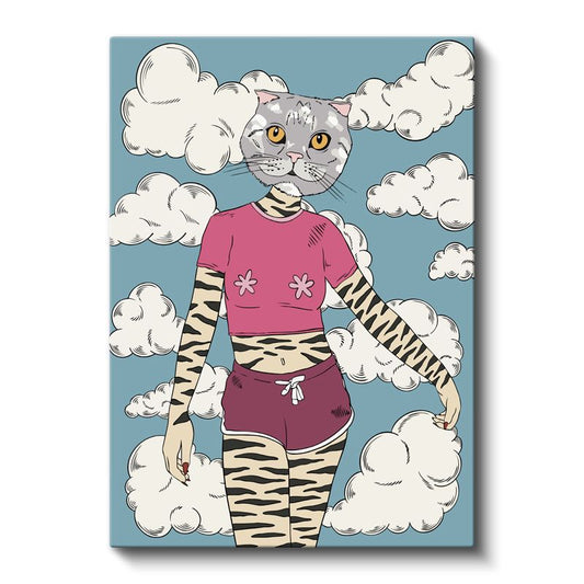 Kedi Metamorfozu - Modern Dünyanın Fantastik Yansıması Kanvas Tablo