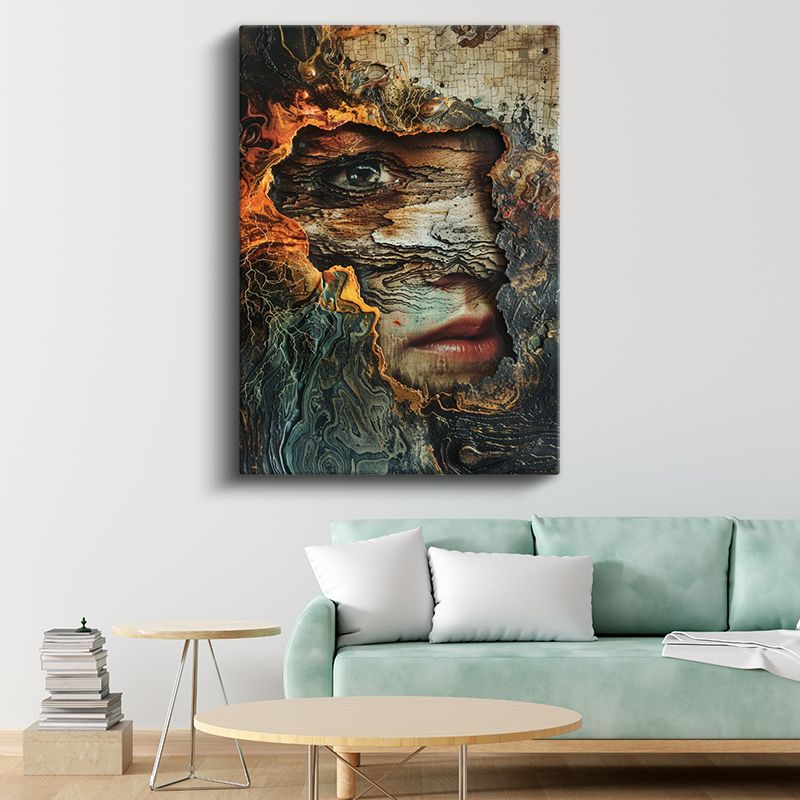 Elementlerin Yüzü - Doğanın Dokusunda Gizlenen Portre Kanvas Tablo