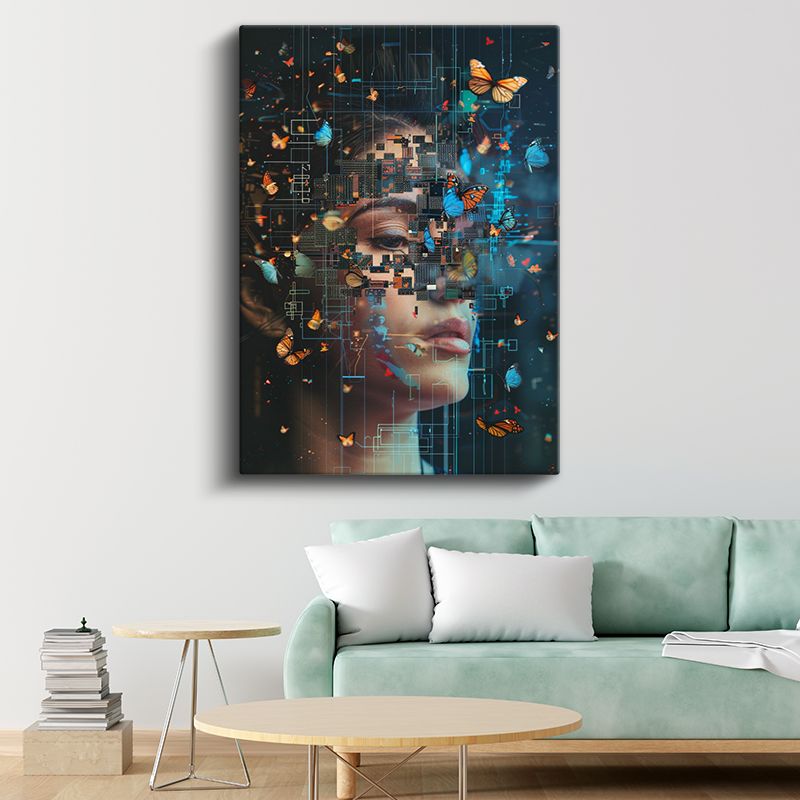 Dijital Kelebek Etkisi - Teknoloji ve Doğanın Kesişimi Kanvas Tablo