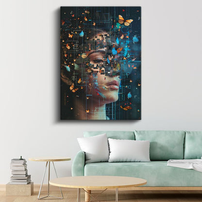 Dijital Kelebek Etkisi - Teknoloji ve Doğanın Kesişimi Kanvas Tablo
