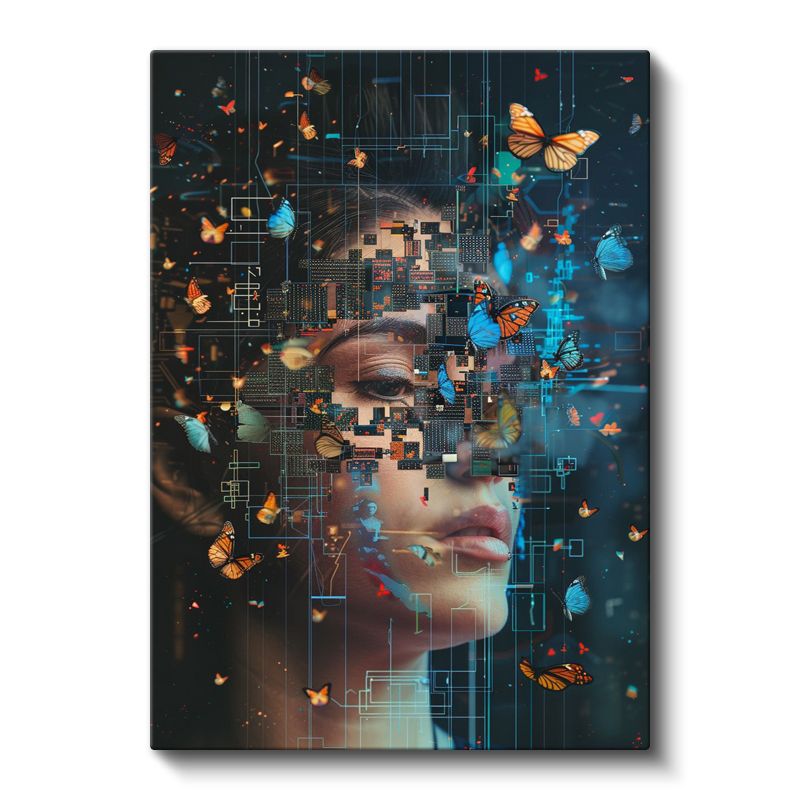 Dijital Kelebek Etkisi - Teknoloji ve Doğanın Kesişimi Kanvas Tablo