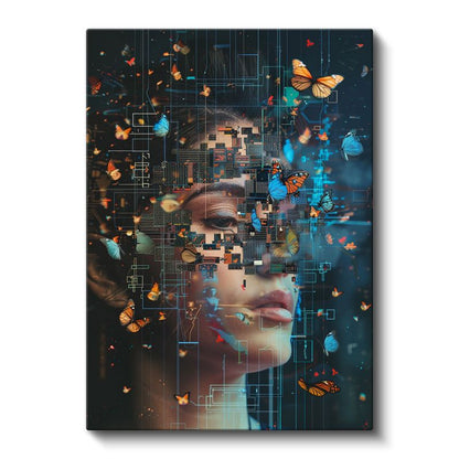 Dijital Kelebek Etkisi - Teknoloji ve Doğanın Kesişimi Kanvas Tablo
