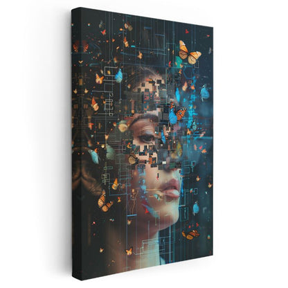 Dijital Kelebek Etkisi - Teknoloji ve Doğanın Kesişimi Kanvas Tablo