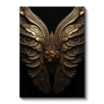 Altın Kanatlar - Detaylı İşlenmiş Mistik Sembol Kanvas Tablo